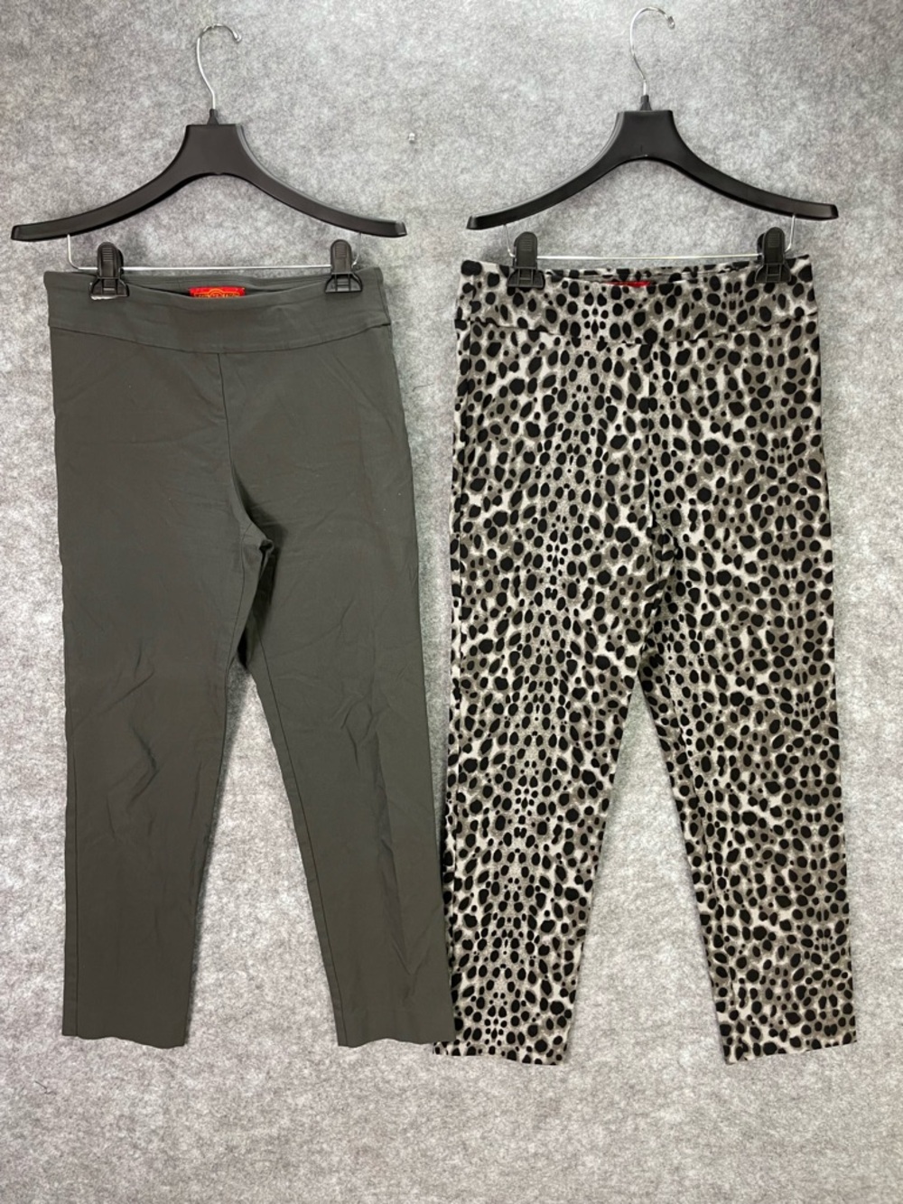 Krazy Larry Pants Womens 8 Animal Print Olive Green Pull On Stretch Lot 2.